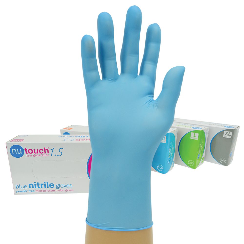 nutouch 1.5 blue nitrile gloves