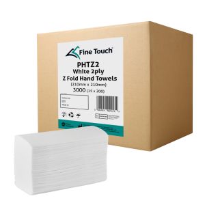 Fine Touch 2ply White Z Fold Hand Towels ‑ Case of 3000