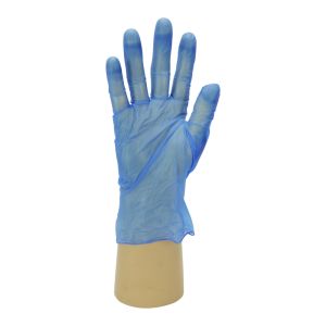 Lightly Powdered Blue Vinyl Gloves