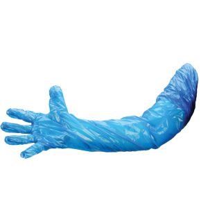 Long Arm Blue Polythene Gauntlets