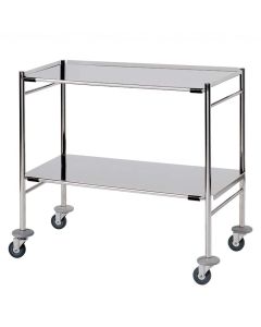 Surgical Trolley 2 Removable Reversible Folded Stainless Steel Shelves
