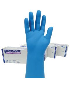 Dermagrip High Risk Powder Free Blue Latex Gloves